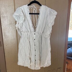 Aakaa White Striped Mini Dress